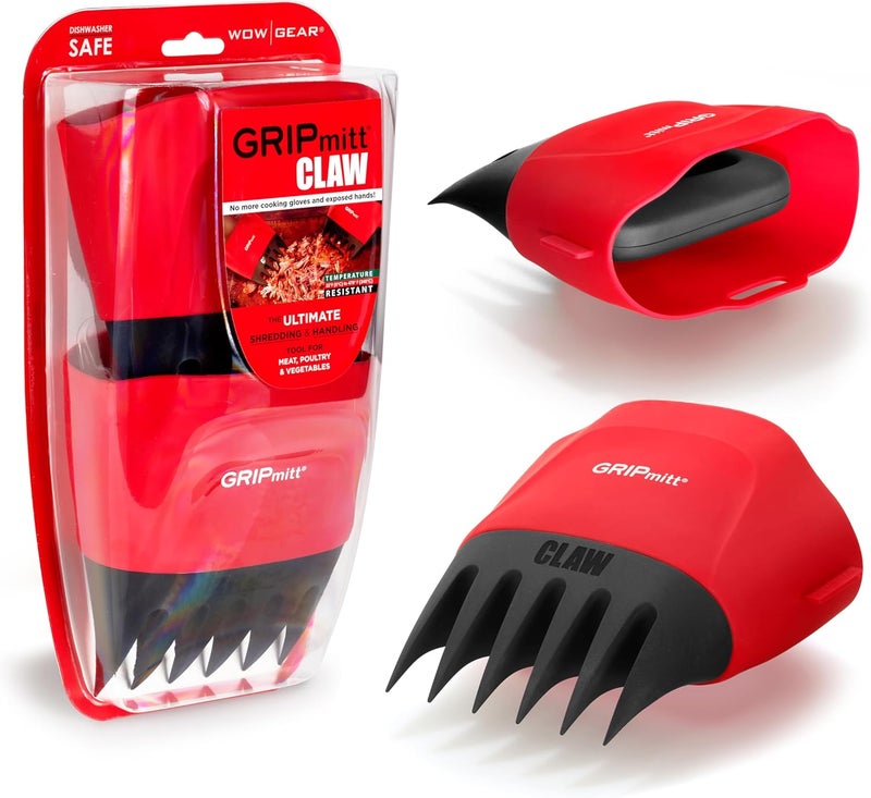 GRIPmitt Claw - Pulled Pork, Meat and Vegetable Shredding Claw 2 Pack Set (Red) - Image 1